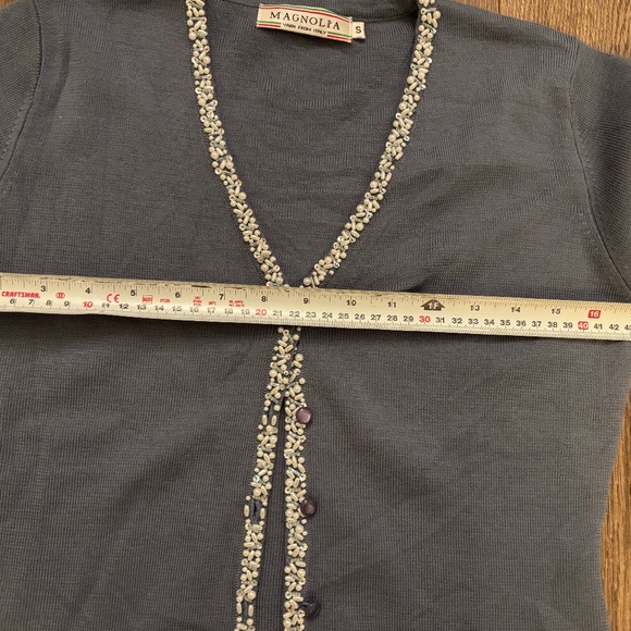 Magnolia Beaded Italian Wool Cardigan Size Small - Picture 6 of 7
